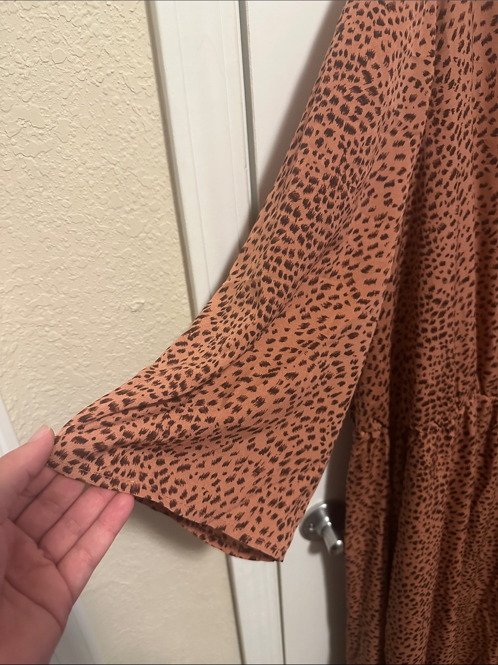 BloomChic Rust Brown Printed Button-Front Midi Dress with Collar - Picture 3 of 6